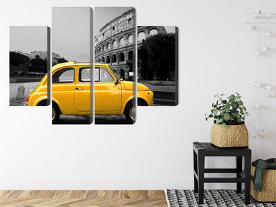 Ljuddämpande tavla - Yellow retro car