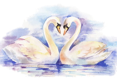 Ljuddämpande tavla - Loving swans