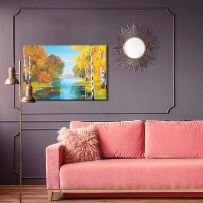 Ljuddämpande tavla - Birch forest near the river