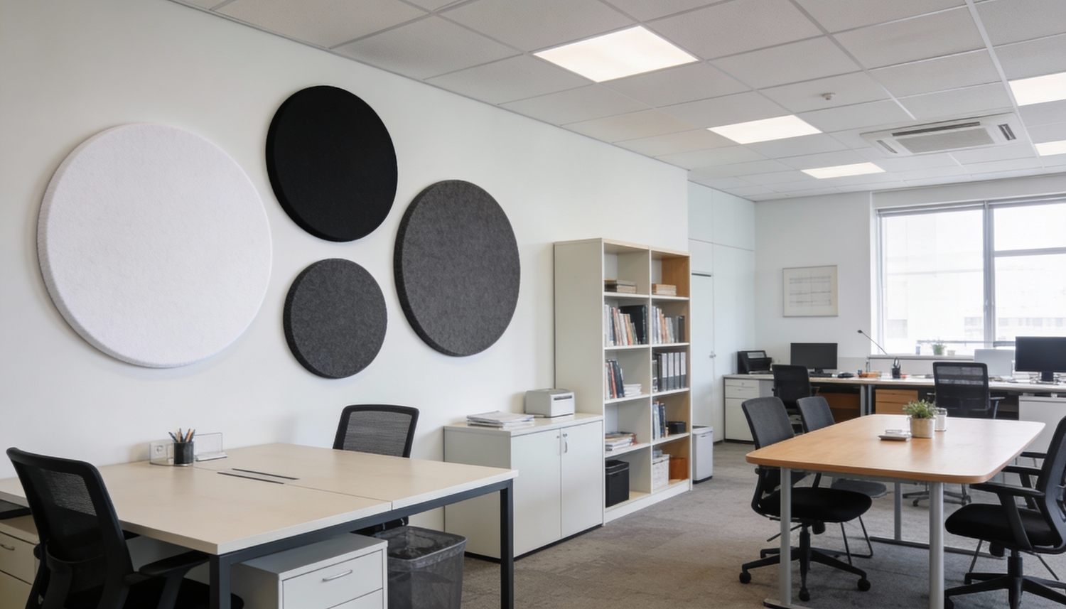 Rum med ljudabsorbenter på väggar och tak som minskar eko och förbättrar akustiken