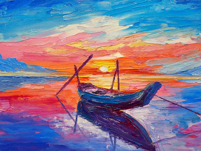 Ljuddämpande tavla - Fishing boats in the sea