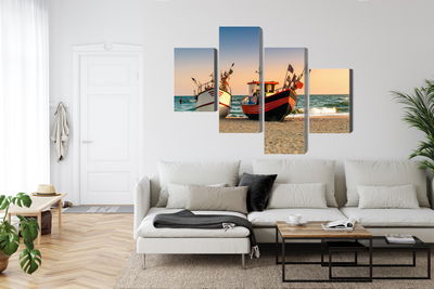 Ljuddämpande tavla - Fishing boats on the beach