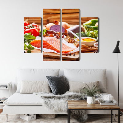 Ljuddämpande tavla - Salmon among vegetables