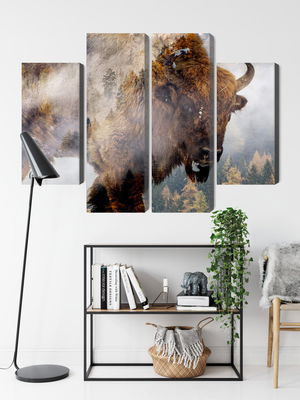 Ljuddämpande tavla - A bison on the background