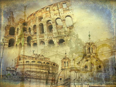 Ljuddämpande tavla - Rome in vintage style