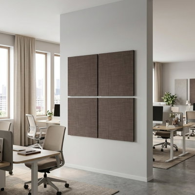 SilentDirect Wall 4-Parts Four brun ljudabsorbent som förbättrar akustiken i kontorsmiljö