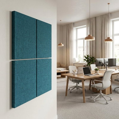SilentDirect Wall 4-Parts Four turkos ljudabsorbent för bättre akustik i mötesrum