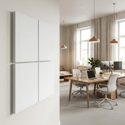 SilentDirect Wall 4-Parts Four vit ljudabsorbent med fyra paneler för väggmontering