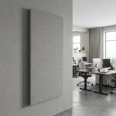 SilentDirect Wall Rectangle stående beige ljudabsorbent monterad på vägg i kontorsmiljö