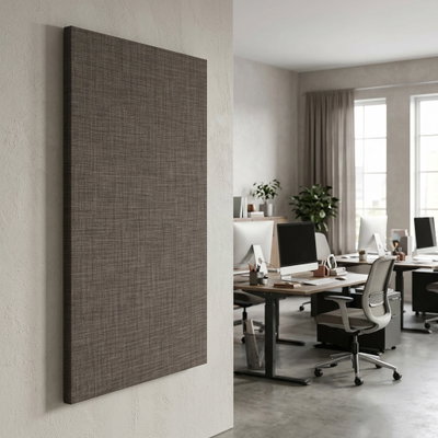 SilentDirect Wall Rectangle stående brun ljudabsorbent monterad på vägg i kontorsmiljö