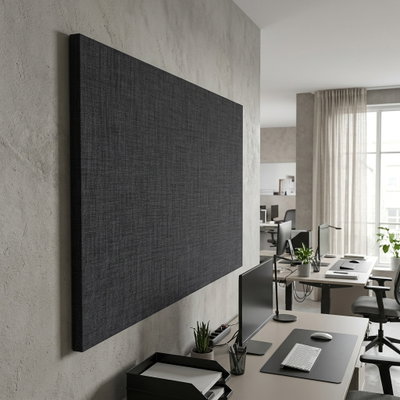 SilentDirect Wall Rectangle grå ljudabsorbent monterad på vägg i kontorsmiljö