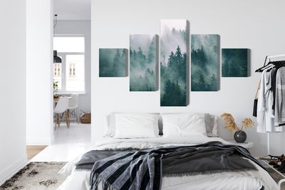 Ljuddämpande tavla - Fog in the green forest