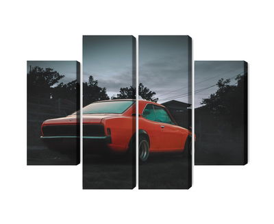 Ljuddämpande tavla - Orange retro car