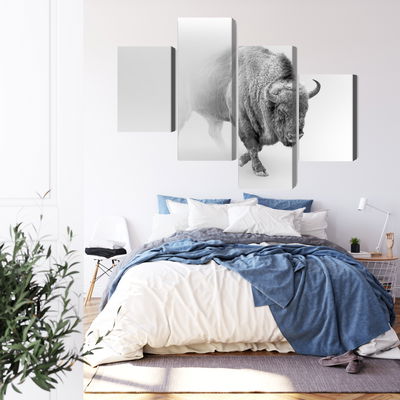 Ljuddämpande tavla - Bison in the fog 3d