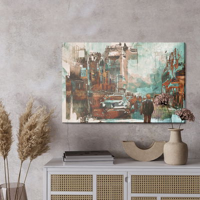 Ljuddämpande tavla - Colored abstract city