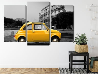 Ljuddämpande tavla - Yellow retro car