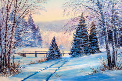 Ljuddämpande tavla - Winter forest landscape