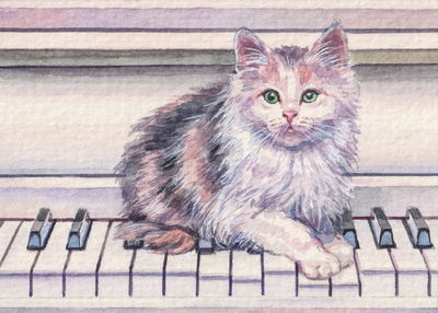 Ljuddämpande tavla - Cat on the piano