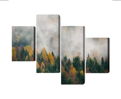 Ljuddämpande tavla - Autumn forest in fog 3d
