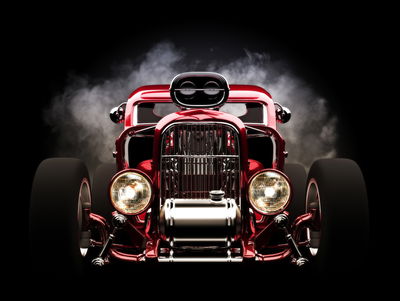 Ljuddämpande tavla - Hot rod car on a smoke