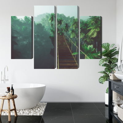 Ljuddämpande tavla - Rope bridge in the jungle 3d