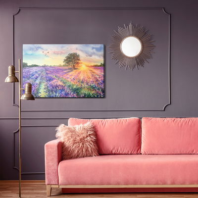 Ljuddämpande tavla - Lavender landscape painted