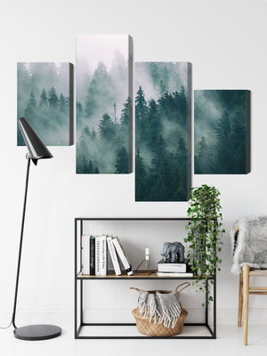 Ljuddämpande tavla - Fog in the green forest