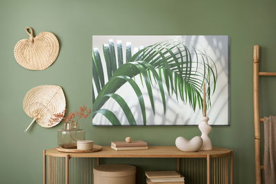 Ljuddämpande tavla - Green palm leaf with a 3d