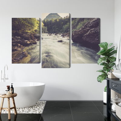 Ljuddämpande tavla - Mountain river in the forest