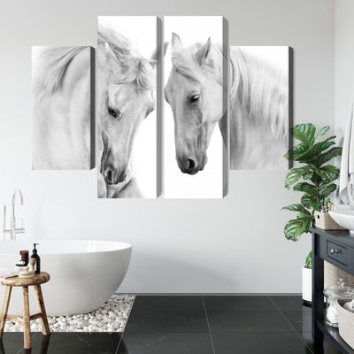 Ljuddämpande tavla - Two horses on a white