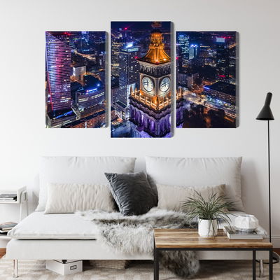 Ljuddämpande tavla - Warsaw panorama at night