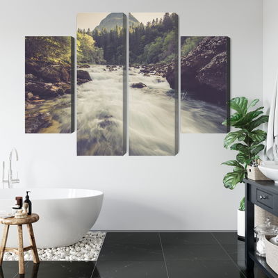 Ljuddämpande tavla - Mountain river in the forest