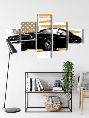 Ljuddämpande tavla - American muscle car with Usa