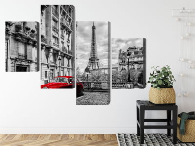 Ljuddämpande tavla - Red car in retro style