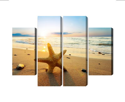 Ljuddämpande tavla - Starfish on the beach 3d