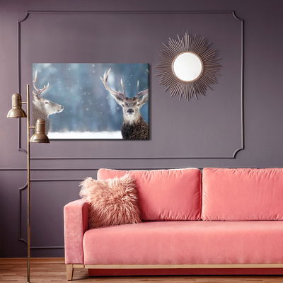 Ljuddämpande tavla - Two deer in the winter forest