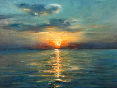 Ljuddämpande tavla - Picturesque sunset by the sea