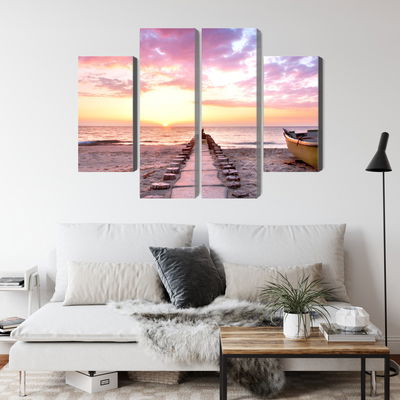 Ljuddämpande tavla - Boat on the beach 3d