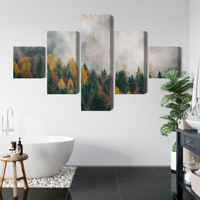 Ljuddämpande tavla - Autumn forest in the fog 3d