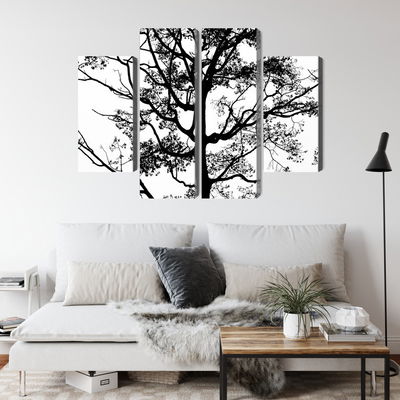 Ljuddämpande tavla - Black tree on a white