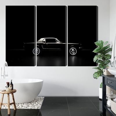 Ljuddämpande tavla - Black retro car on a dark