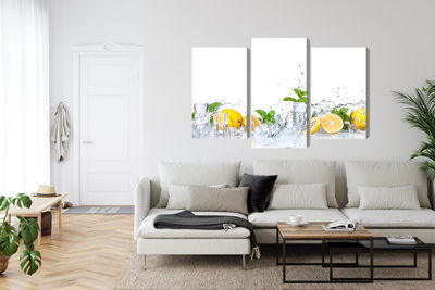 Ljuddämpande tavla - Mint leaves with lemons
