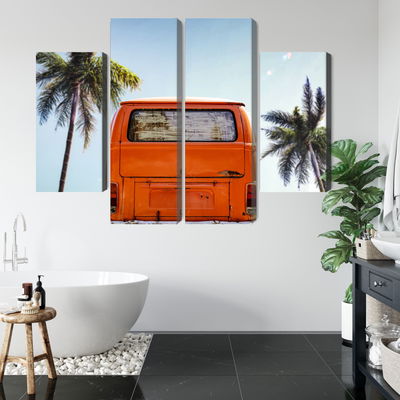 Ljuddämpande tavla - Retro car between palm trees