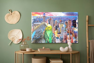 Ljuddämpande tavla - Budgerigars against