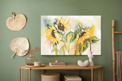 Ljuddämpande tavla - Watercolor sunflowers
