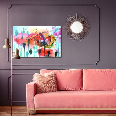Ljuddämpande tavla - Colorful watercolor poppies
