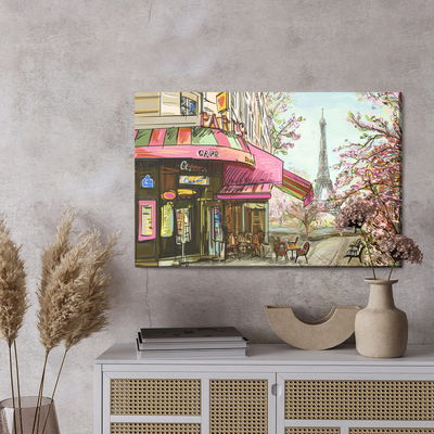 Ljuddämpande tavla - Paris cafe as drawn