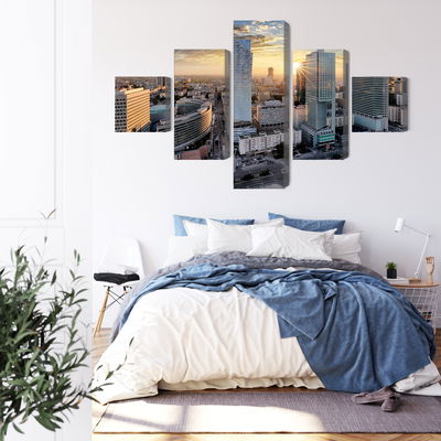 Ljuddämpande tavla - Warsaw skyscrapers at sunset