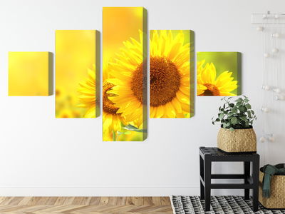 Ljuddämpande tavla - Blooming sunflowers 3d