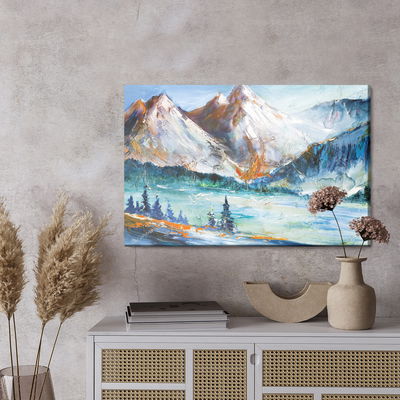 Ljuddämpande tavla - Painted mountain landscape